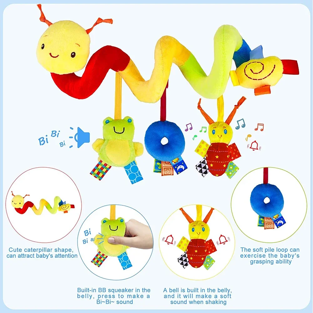 Musical Instrument Rattle - Spiral Stroller Toys Newborn Plush Hanging