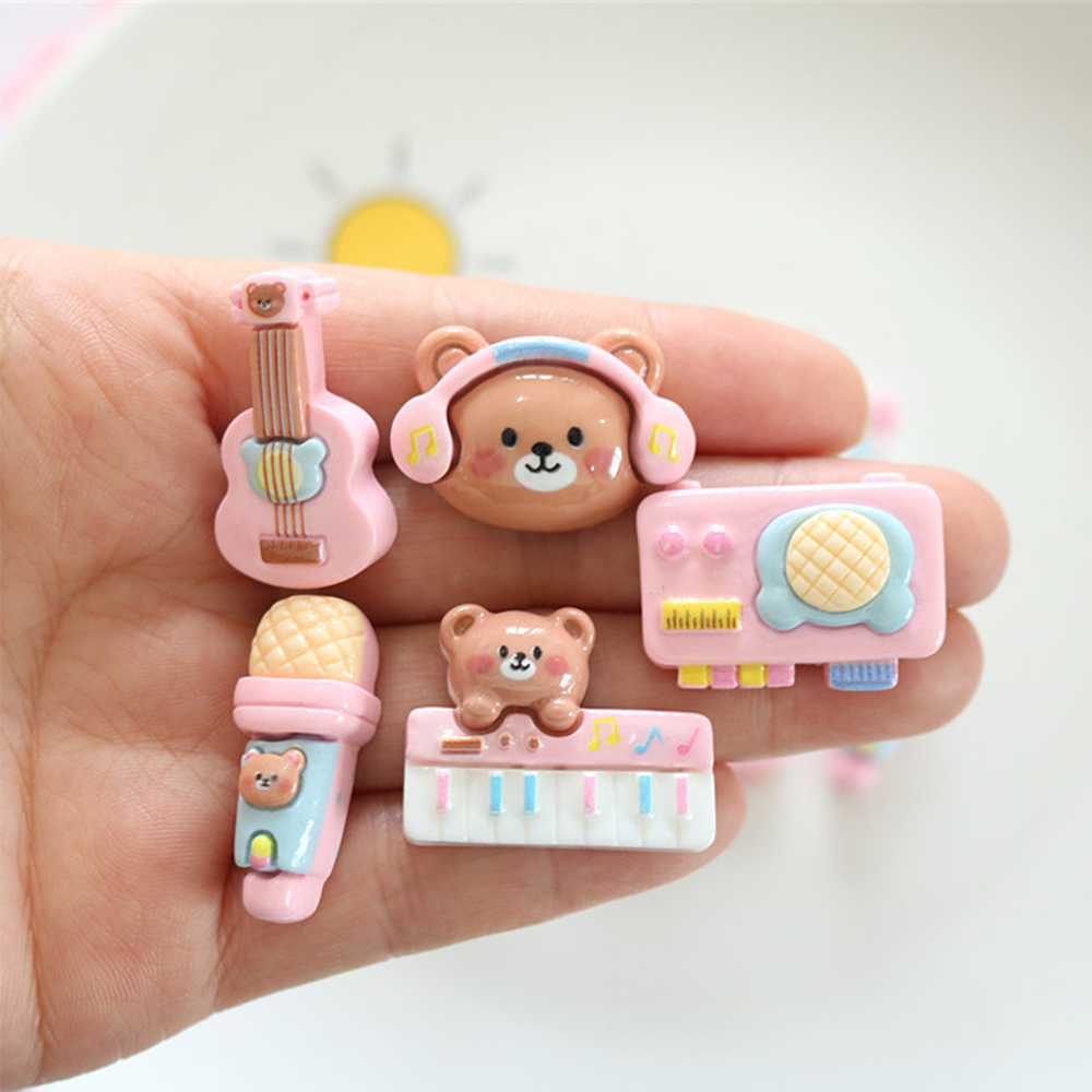 Musical Instrument Jewelry - 10PCS Shiny Bear Musical Instrument Resin