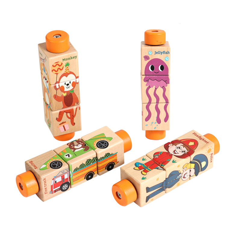 Musical Instrument Rattle - Baby Wooden Rotating Jigsaw Puzzle Hand