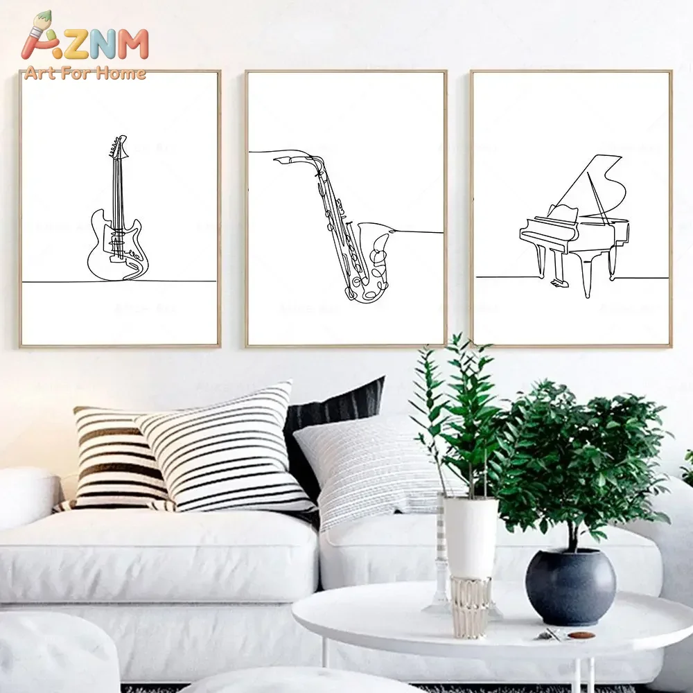 AZNM Minimalist One Line Art M - Musical Instrument In Drawing review and price