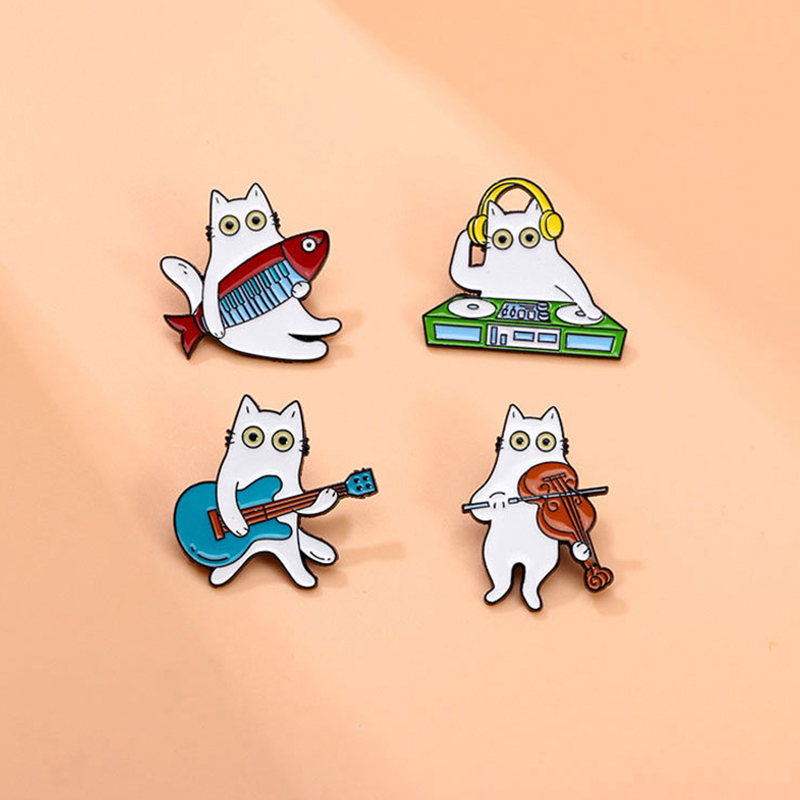 Cute Music Cat Enamel Brooch G - Musical Instrument Jewelry review and price