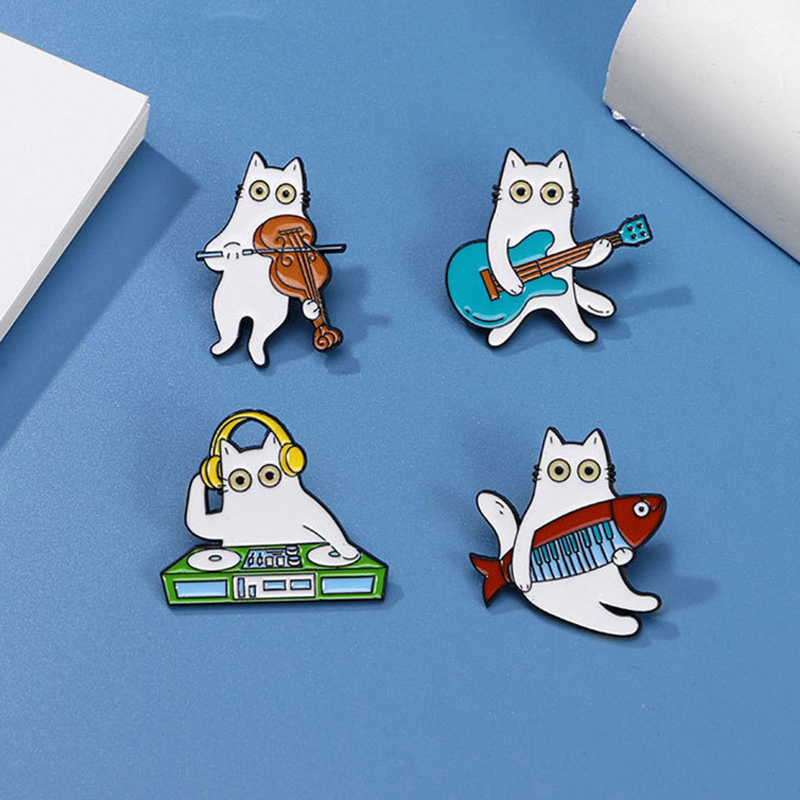 Cute Music Cat Enamel Brooch G - Musical Instrument Jewelry review and price