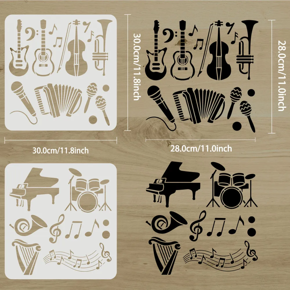 2pcs Musical Instruments Stenc - Musical Instrument In Drawing review and price